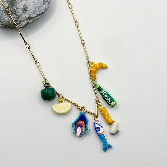 NEW Sardines & Cigarettes Ceramic Charm Layering Necklace - Picture 2 of 8